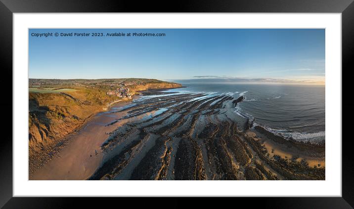 Robin Hood’s Bay Panorama, North Yorkshire, England, UK Framed Mounted Print by David Forster