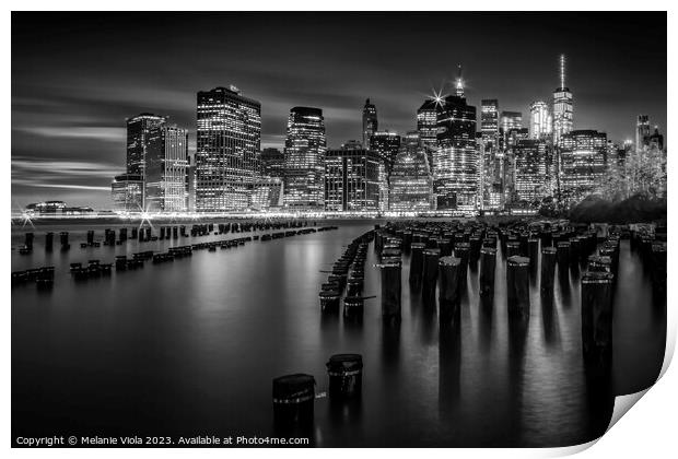 Manhattan Skyline in the evening | Monochrome Print by Melanie Viola