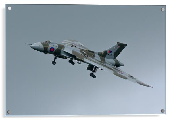 Avro Vulcan XH558 in moody skies Acrylic by Andrew Scott