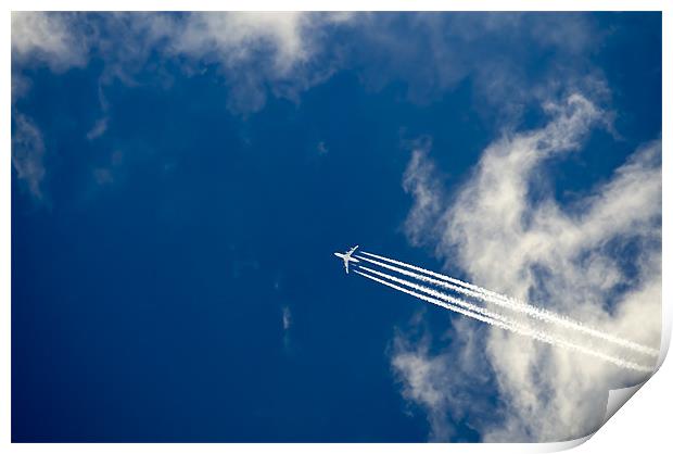 Airliner passing  overhead Print by Gary Eason