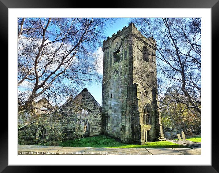 Heptonstall Church Ruins. Framed Mounted Print by Lilian Marshall