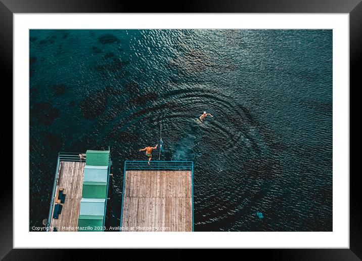 Deep blue diving Framed Mounted Print by Maria Mazzillo