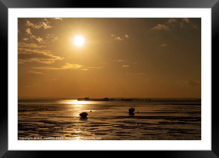 Southend Pier sunset  Framed Mounted Print by Rob Hawkins