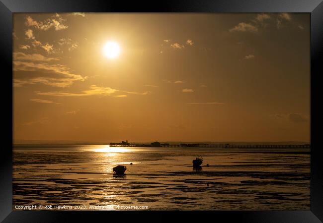 Southend Pier sunset  Framed Print by Rob Hawkins