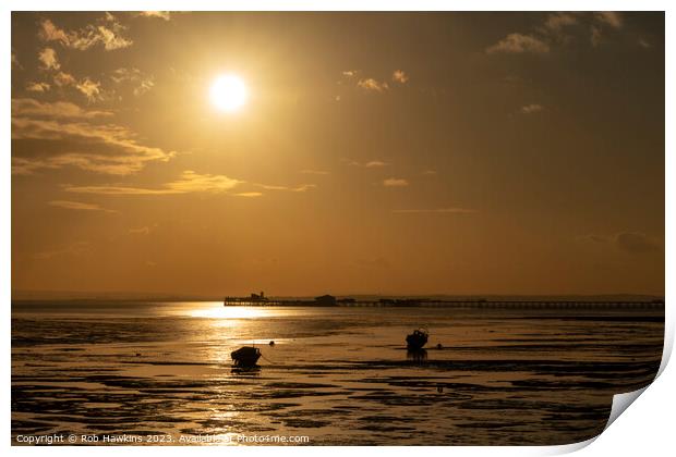Southend Pier sunset  Print by Rob Hawkins