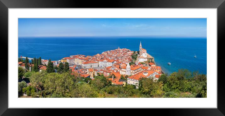Town of Piran Panorama in Slovenia Framed Mounted Print by Artur Bogacki