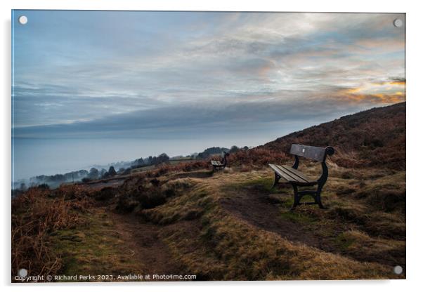 Misty Morning View - Ilkley Moor Acrylic by Richard Perks