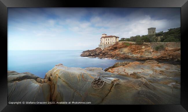 Boccale castle on the rocks. Livorno, Tuscany, Italy. Framed Print by Stefano Orazzini
