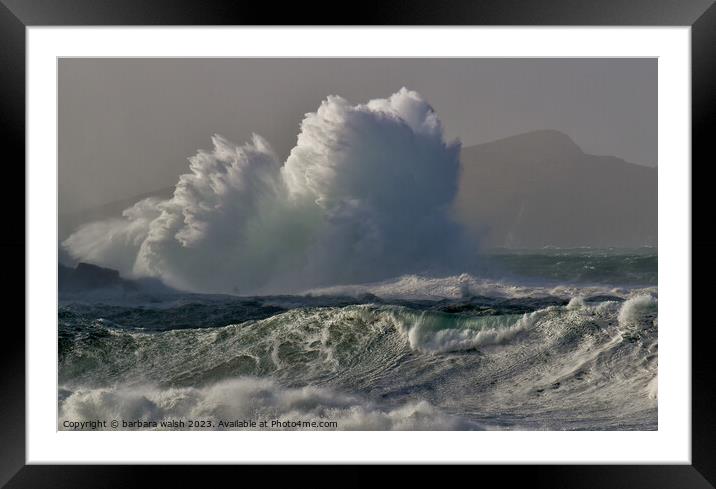 Powerful waves Framed Mounted Print by barbara walsh