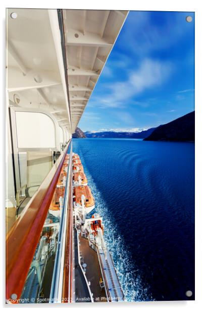 Cruise Ship balcony view of scenic Norwegian Fjord  Acrylic by Spotmatik 