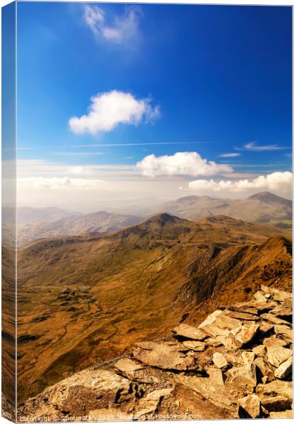 Snowdon Wales remote scenic sunlight mountain view Europe Canvas Print by Spotmatik 