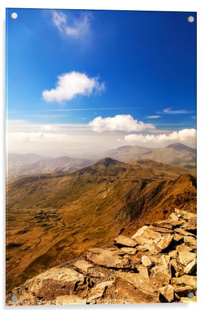 Snowdon Wales remote scenic sunlight mountain view Europe Acrylic by Spotmatik 
