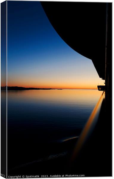 Norway scenic calm sunset view from balcony cabin  Canvas Print by Spotmatik 