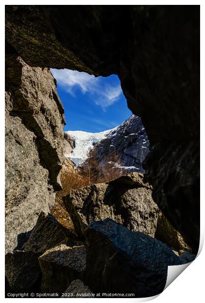 Norway scenic view of ice glacier in summer  Print by Spotmatik 