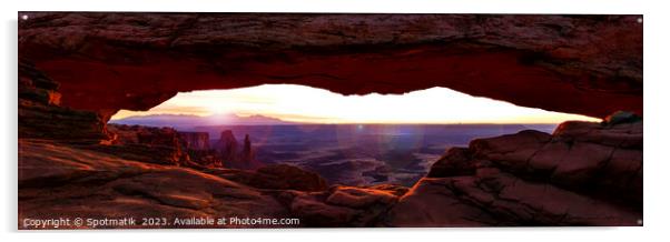 Panorama Mesa Arch sunrise Canyonlands National Park Utah  Acrylic by Spotmatik 