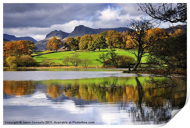 Reflections At Loughrigg Tarn Print by Jason Connolly