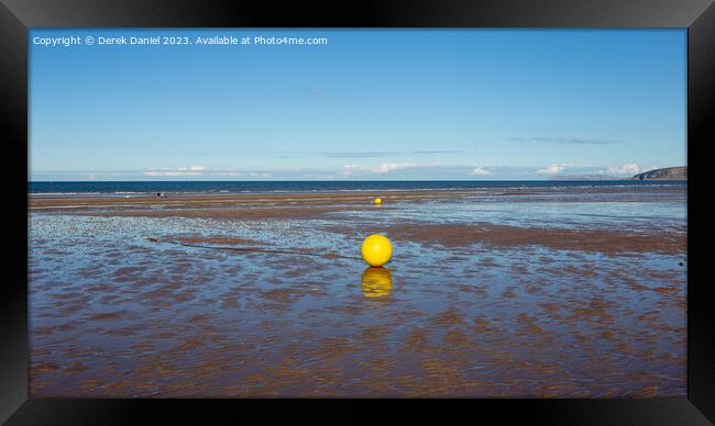 Yellow Buoy's on Benllech Beach, Anglesey Framed Print by Derek Daniel
