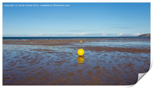 Yellow Buoy's on Benllech Beach, Anglesey Print by Derek Daniel