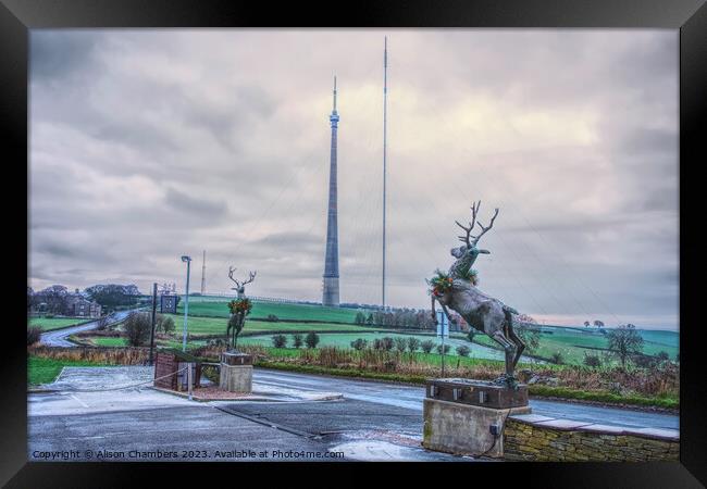 Emley Moor Mast Framed Print by Alison Chambers