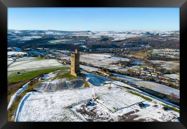 Castle Hill Huddersfield Viewsv Framed Print by Apollo Aerial Photography