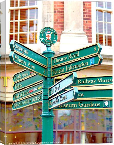City of York signpost. Canvas Print by john hill