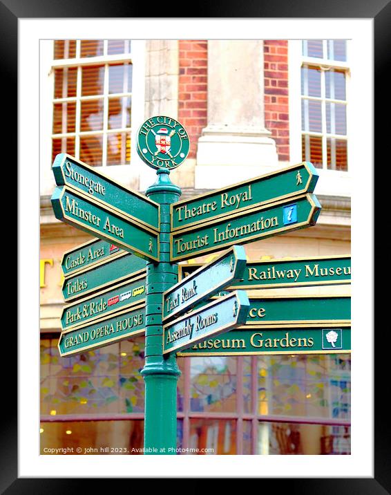 City of York signpost. Framed Mounted Print by john hill