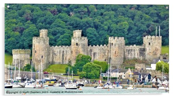 Majestic Conwy Castle and Tranquil Boats Acrylic by Mark Chesters