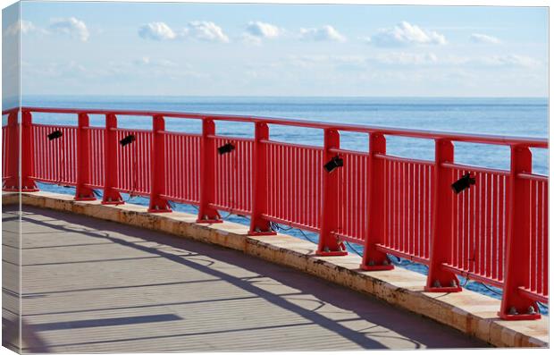 Red fence at the coast of Japan Canvas Print by Lensw0rld 