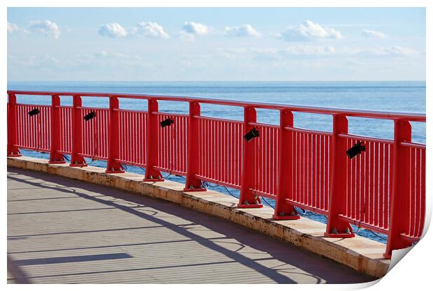 Red fence at the coast of Japan Print by Lensw0rld 