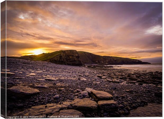 Dunraven Bay  Canvas Print by Jane Metters