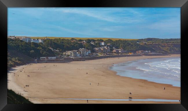 Filey Beach and the seas Framed Print by Andrew Scott