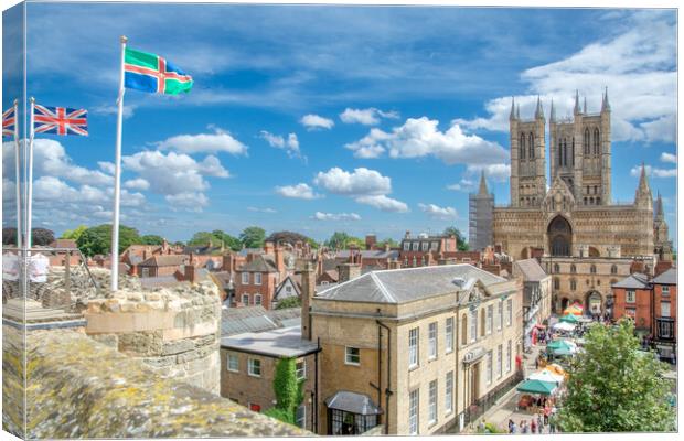Lincoln Cathedral on a sunny day Canvas Print by Andrew Scott