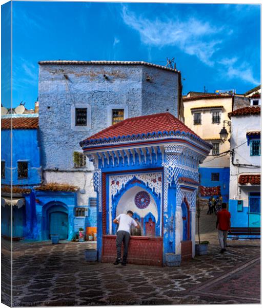 Blue Architecture of Blue City of Morocco. Canvas Print by Maggie Bajada