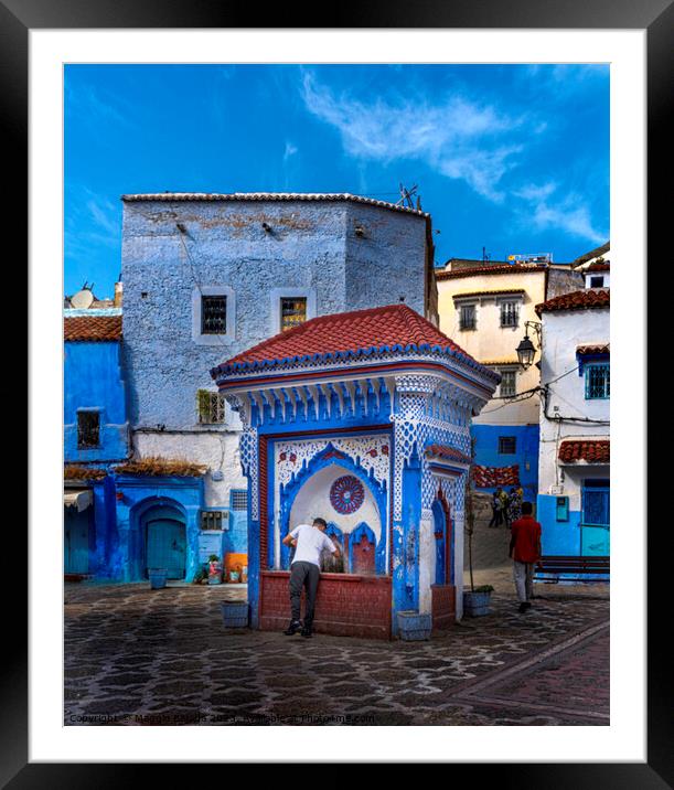 Blue Architecture of Blue City of Morocco. Framed Mounted Print by Maggie Bajada