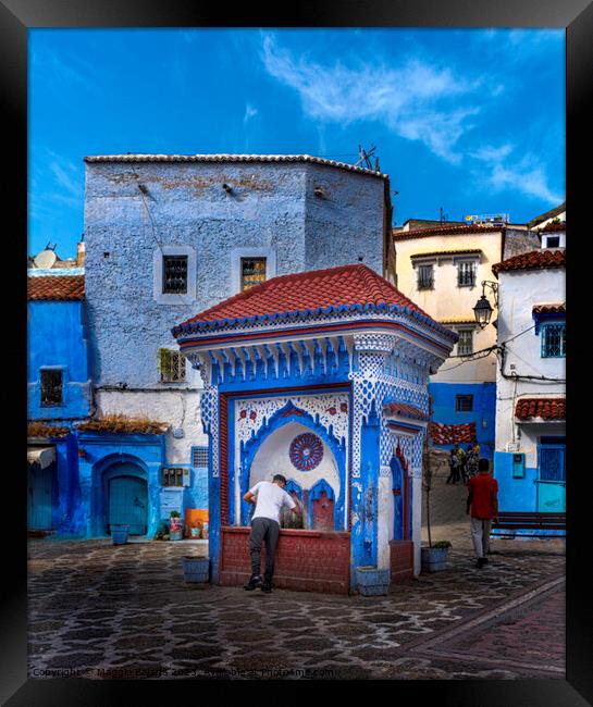 Blue Architecture of Blue City of Morocco. Framed Print by Maggie Bajada