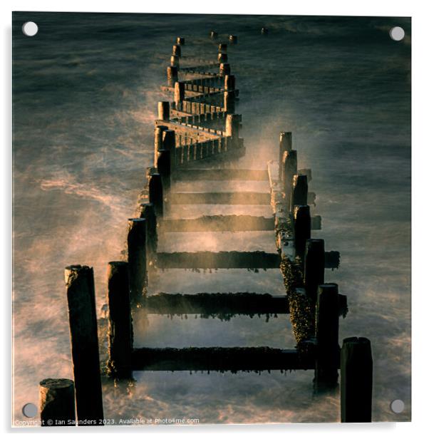 Sea Defences Acrylic by Ian Saunders