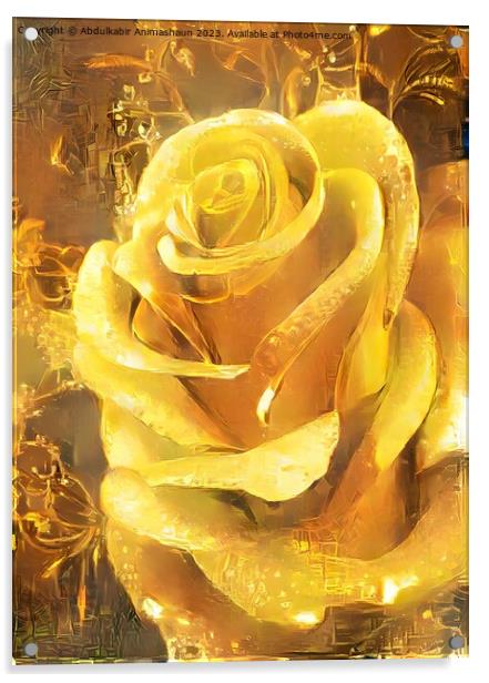 GOLDEN ROSE ART Acrylic by Abdulkabir Animashaun