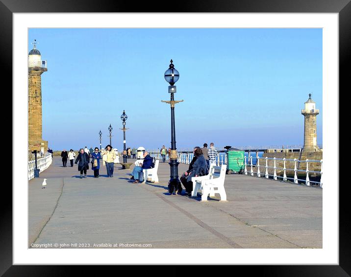Whitby Pier, North Yorkshire. Framed Mounted Print by john hill