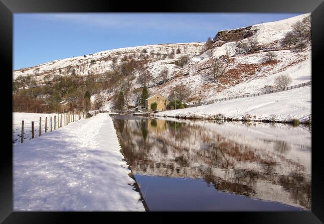 The Rochdale Canal at Summit in winter. Framed Print by David Birchall