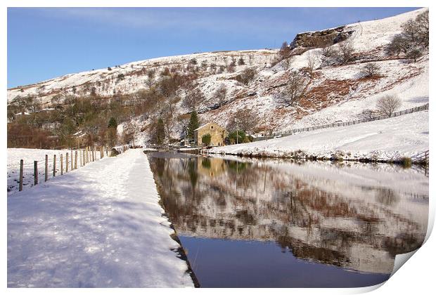The Rochdale Canal at Summit in winter. Print by David Birchall