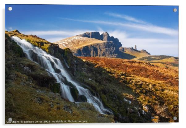 Old Man of Storr Waterfall   Skye Scotland Acrylic by Barbara Jones