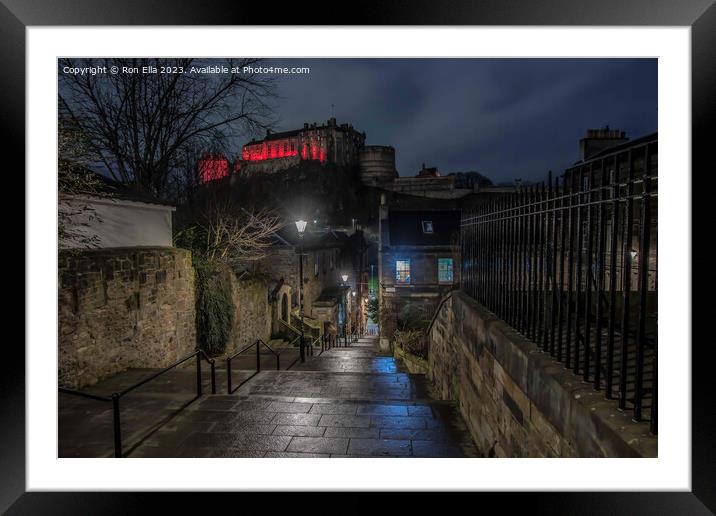 Night in Edinburgh Castle Framed Mounted Print by Ron Ella