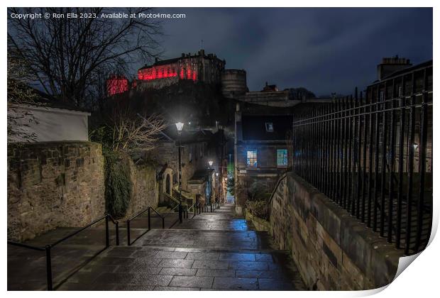 Night in Edinburgh Castle Print by Ron Ella