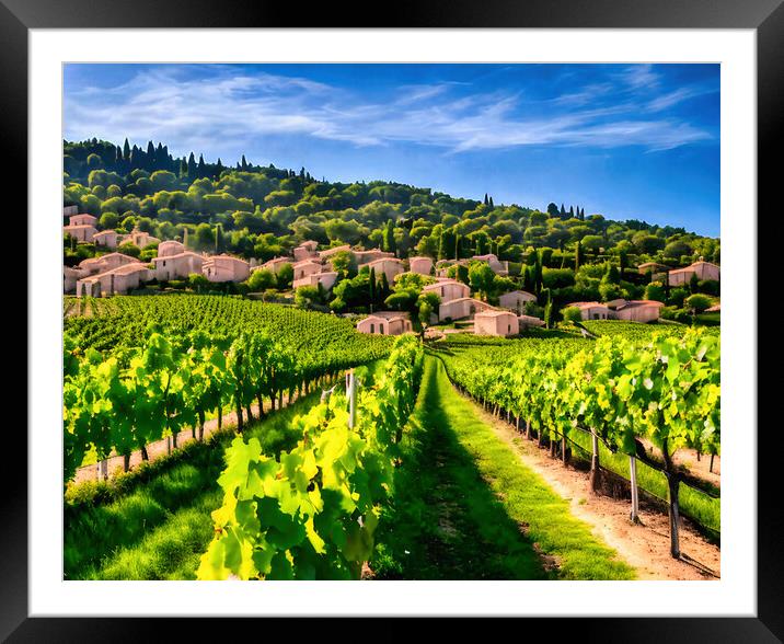 Rustic Charm of Provencal Vineyards Framed Mounted Print by Roger Mechan