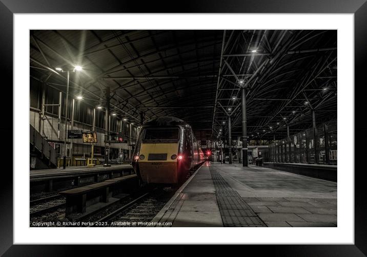 HST on a cold morning at Leeds Framed Mounted Print by Richard Perks