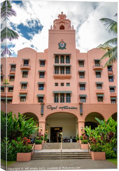 Royal Hawaiian Hotel in Waikiki Canvas Print by Jeff Whyte