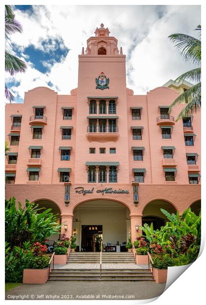 Royal Hawaiian Hotel in Waikiki Print by Jeff Whyte