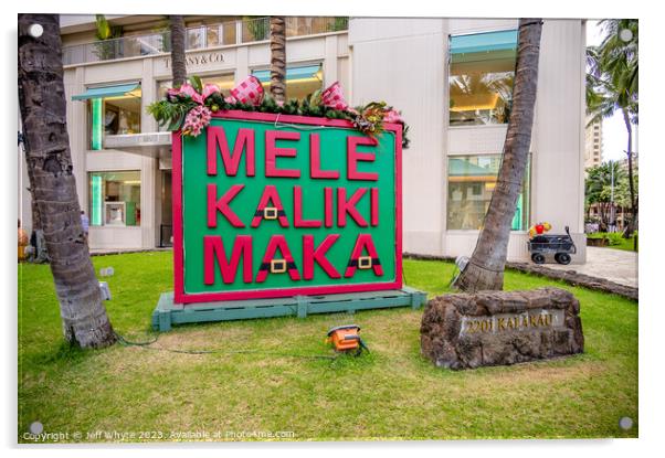 Mele Kalikimaka Sign Acrylic by Jeff Whyte