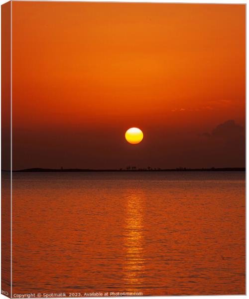 Tropical ocean sunset over water travel tourism USA Canvas Print by Spotmatik 