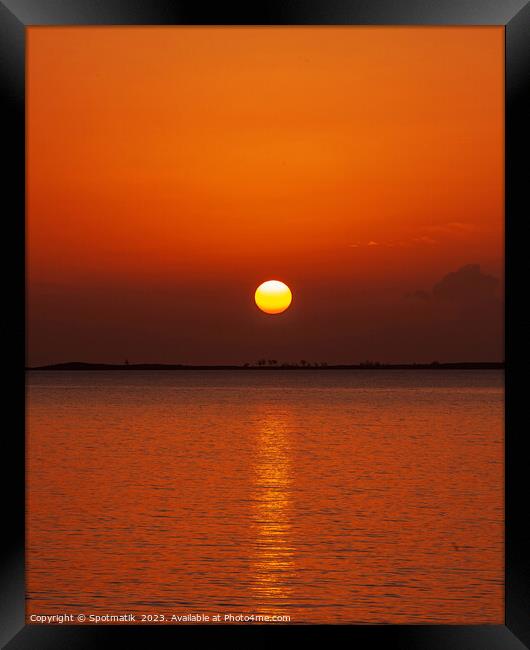 Tropical ocean sunset over water travel tourism USA Framed Print by Spotmatik 